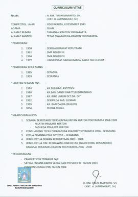 Curriculum vitae H. RM. Tirun Marwito, S.H.