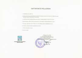Daftar mata pelajaran pada  pelatihan bagi calon pelatih (TOT) geladi manajemen pemerintahan yang...