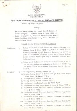 SURAT KEPUTUSAN BUPATI KEPALA DAERAH SLEMAN NOMOR: 114/KEP.KDH/1987
